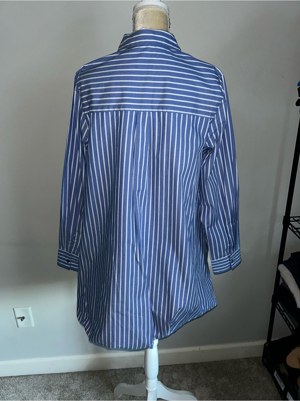 NWT The Drop Stripe Bubble Hem Shirtdress Blue & White Mini Sz M - Picture 5 of 7